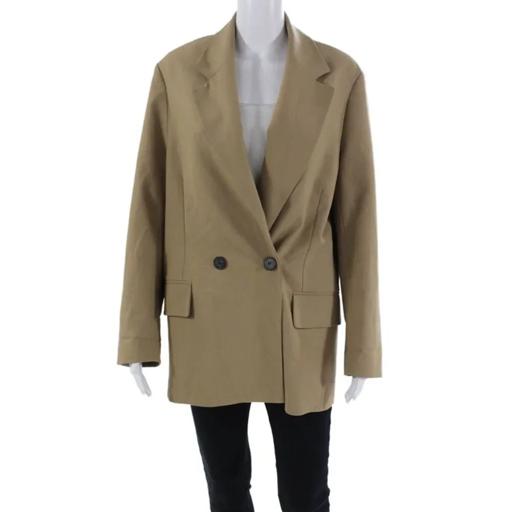 Zara Womens Double Breasted Long Sleeve Blazer Jacket Brown Size XS